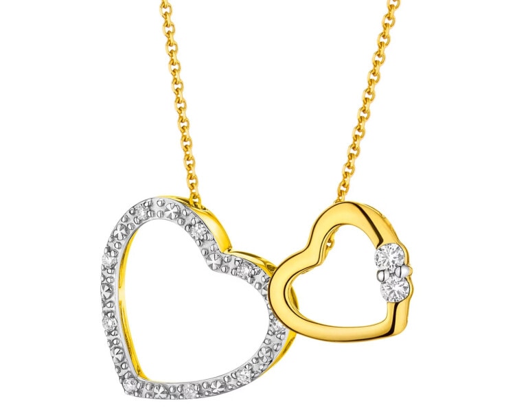 Yellow gold diamond necklace - 0,10 ct - fineness 14 K