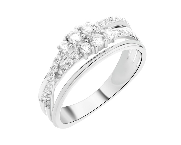 Rhodium Plated Silver Ring with Cubic Zirconia