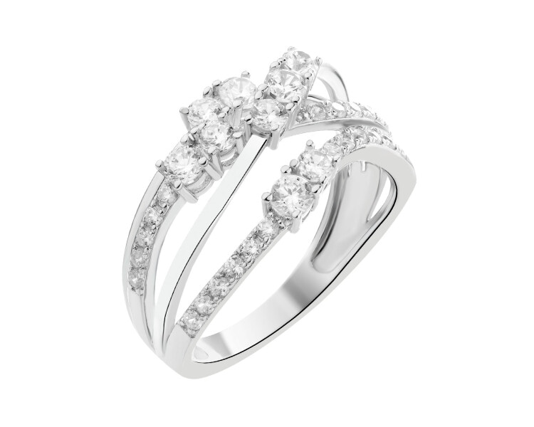 Rhodium Plated Silver Ring with Cubic Zirconia