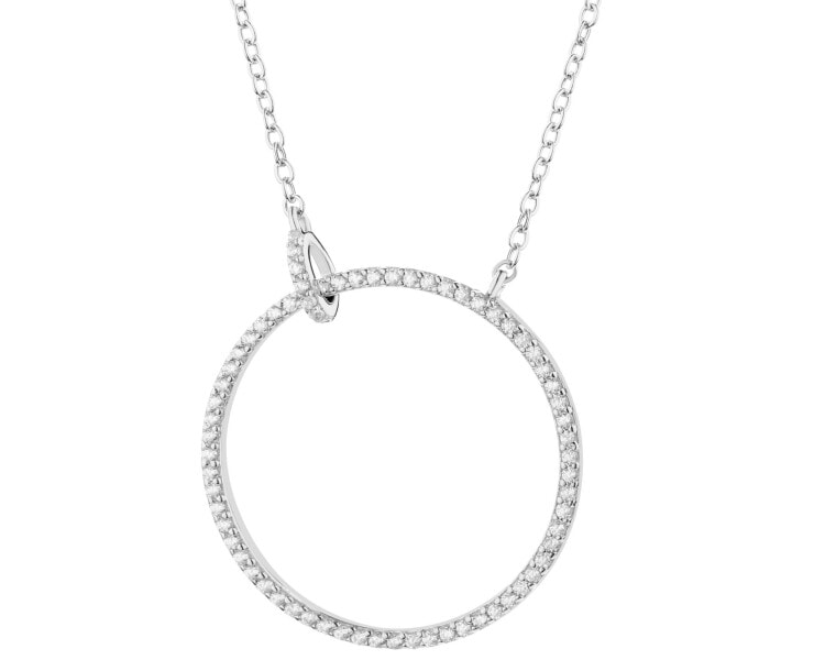 Rhodium Plated Silver Necklace with Cubic Zirconia