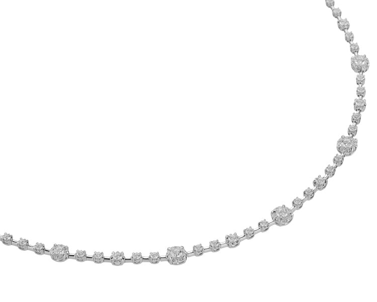 18 K Rhodium-Plated White Gold Necklace with Diamonds - 5,00 ct - fineness 18 K