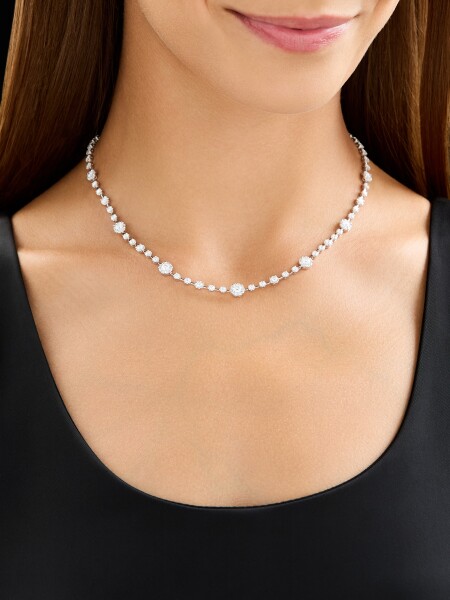 18 K Rhodium-Plated White Gold Necklace with Diamonds - 5,00 ct - fineness 18 K