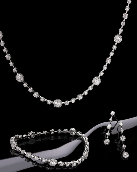 18 K Rhodium-Plated White Gold Necklace with Diamonds - 5,00 ct - fineness 18 K