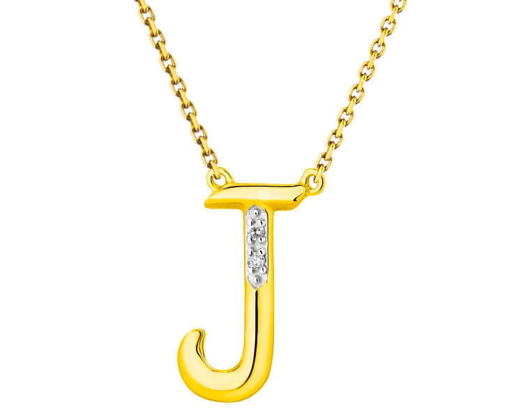 Naszyjnik z żółtego złota z diamentami - litera J 0,006 ct - próba 375