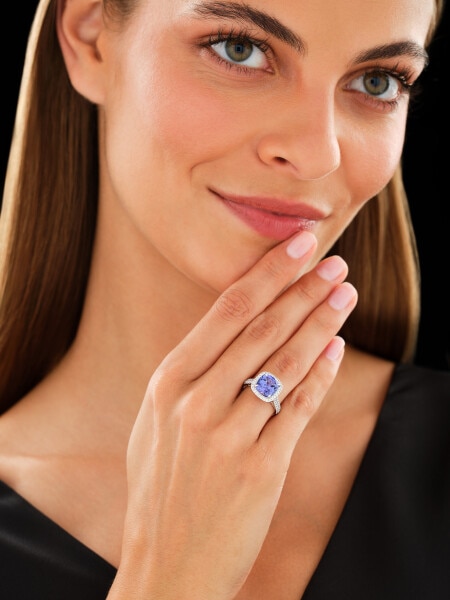 18 K Rhodium-Plated White Gold Ring - fineness 18 K