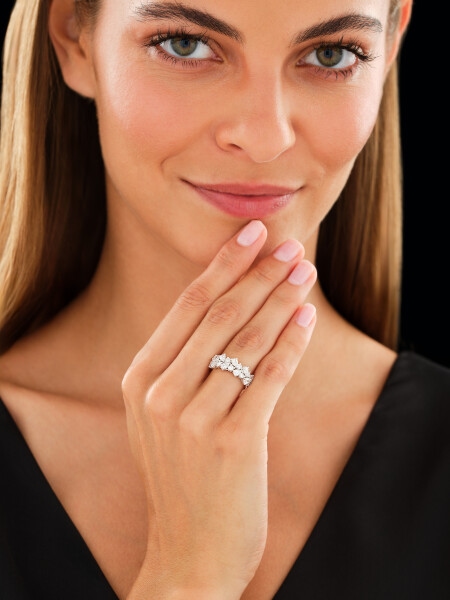 Pierścionek z białego złota z diamentami - 1,51 ct - próba 750