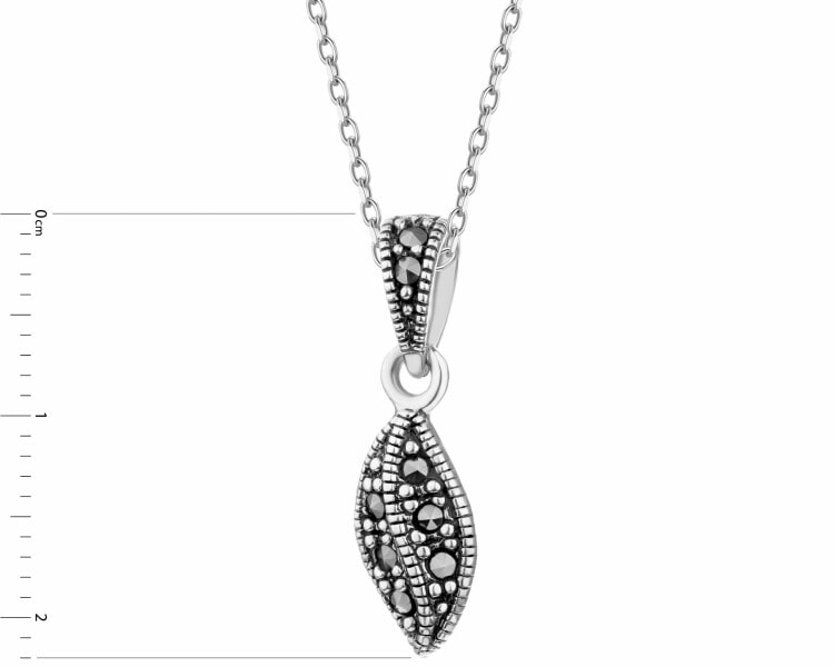 Rhodium Plated Silver Pendant with Marcasite