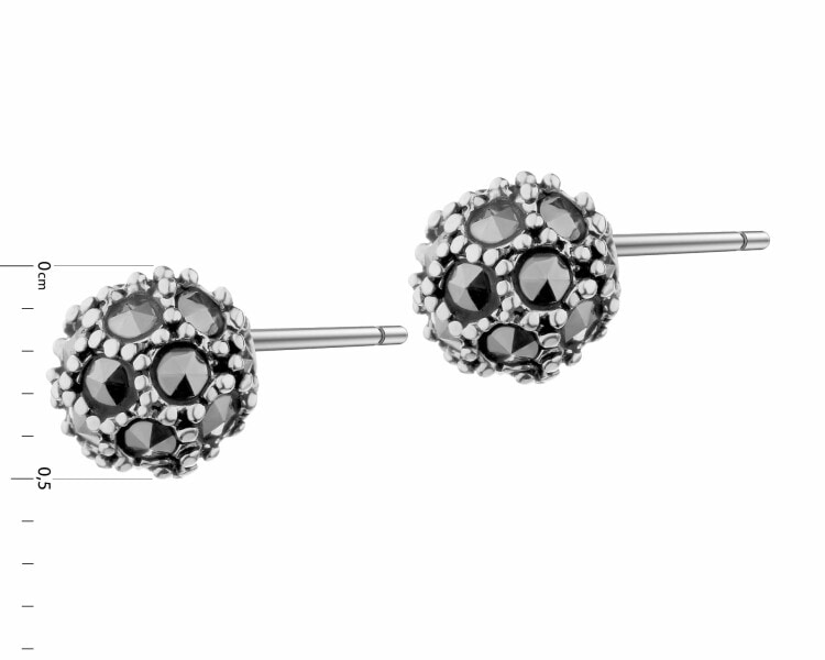 Rhodium Plated Silver Earrings with Marcasite