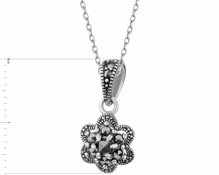 Rhodium Plated Silver Pendant with Marcasite