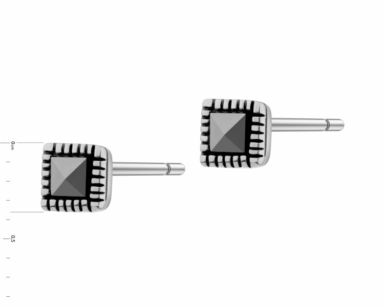 Kolczyki srebrne z markasytami - kwadraty