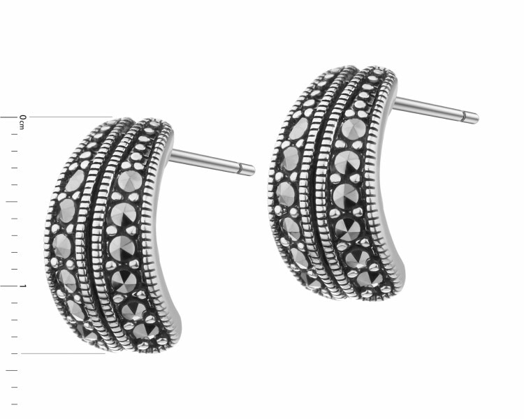 Rhodium Plated Silver Earrings with Marcasite