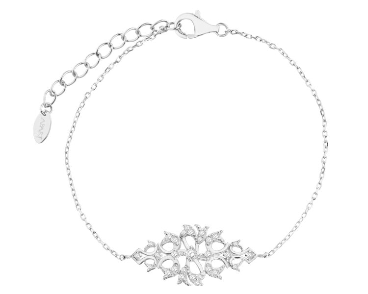 Rhodium Plated Silver Bracelet with Cubic Zirconia