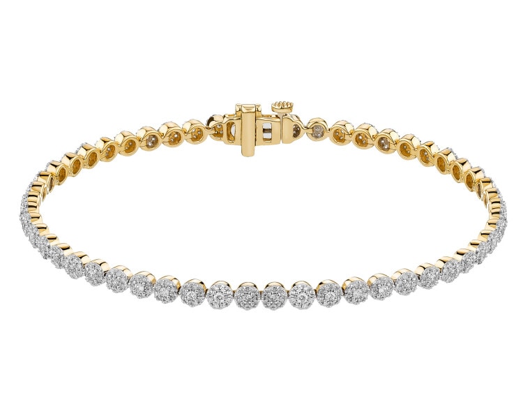 14 K Rhodium-Plated Yellow Gold Bracelet with Diamonds - 1,33 ct - fineness 14 K