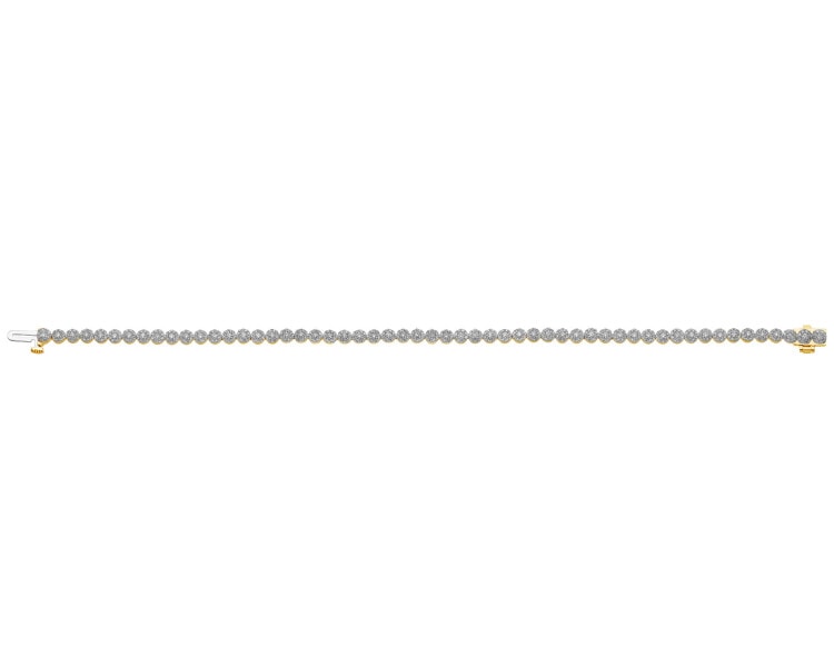 14 K Rhodium-Plated Yellow Gold Bracelet with Diamonds - 1,33 ct - fineness 14 K