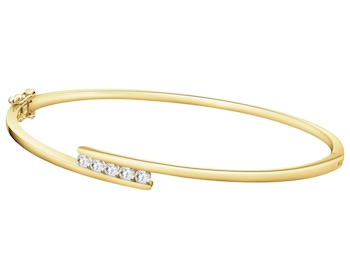 14 K Yellow Gold Rigid Bracelet with Diamonds 0,41 ct - fineness 14 K