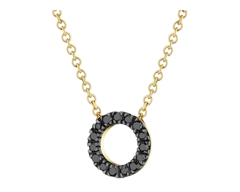 375 Yellow Gold Ruthenium-Plated Necklace with Black Diamond, Treateds - fineness 375