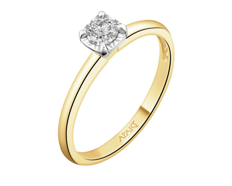 585 Yellow And White Gold Plated Ring with Diamond 0,20 ct - fineness 585