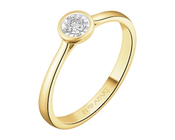 585 Yellow And White Gold Plated Ring with Diamond 0,08 ct - fineness 585