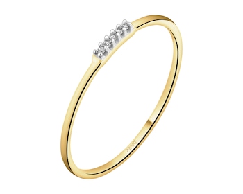 9 K Rhodium-Plated Yellow Gold Ring with Diamonds 0,01 ct - fineness 9 K