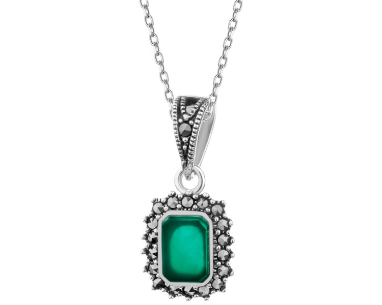 Rhodium Plated Silver Pendant with Marcasite