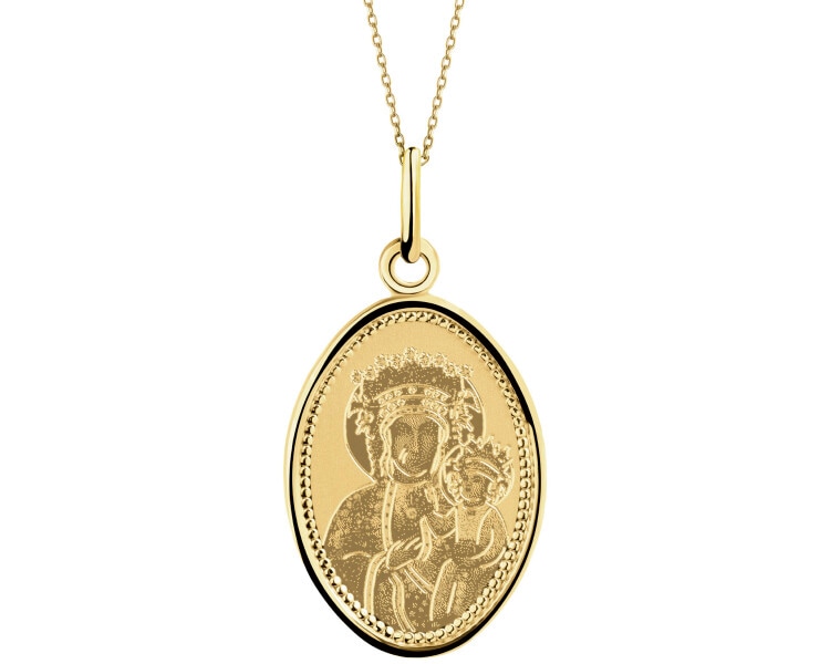 Zlatý přívěsek - medailon Panny Marie Čenstochovské