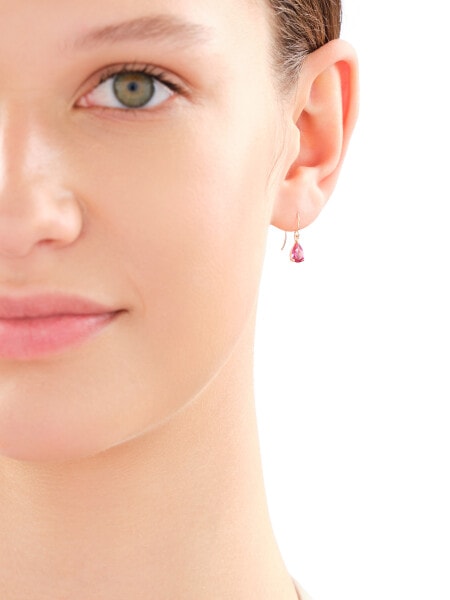 14 K Yellow Gold Dangling Earring with Cubic Zirconia