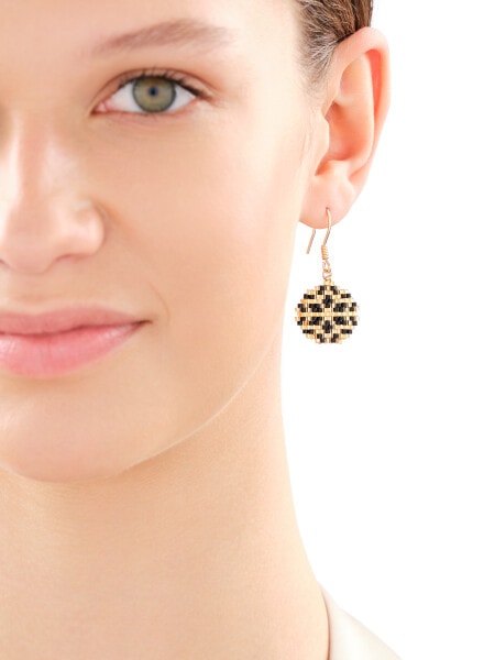 14 K Yellow Gold Dangling Earring with Miyuki