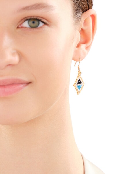 14 K Yellow Gold Dangling Earring with Miyuki