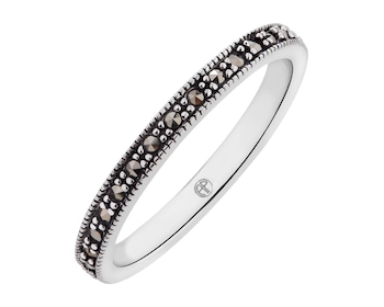 Rhodium Plated Silver Eternity with Marcasite