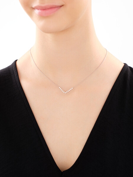 Rhodium Plated Silver Necklace with Cubic Zirconia