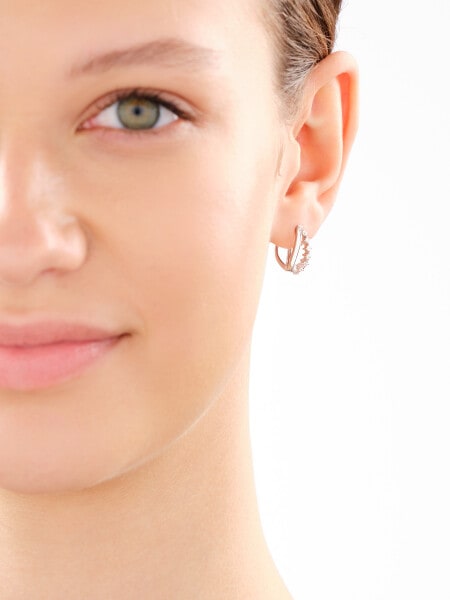 Rhodium Plated Silver Earrings with Cubic Zirconia