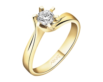 Zlatý prsten s briliantem 0,37 ct - ryzost 585