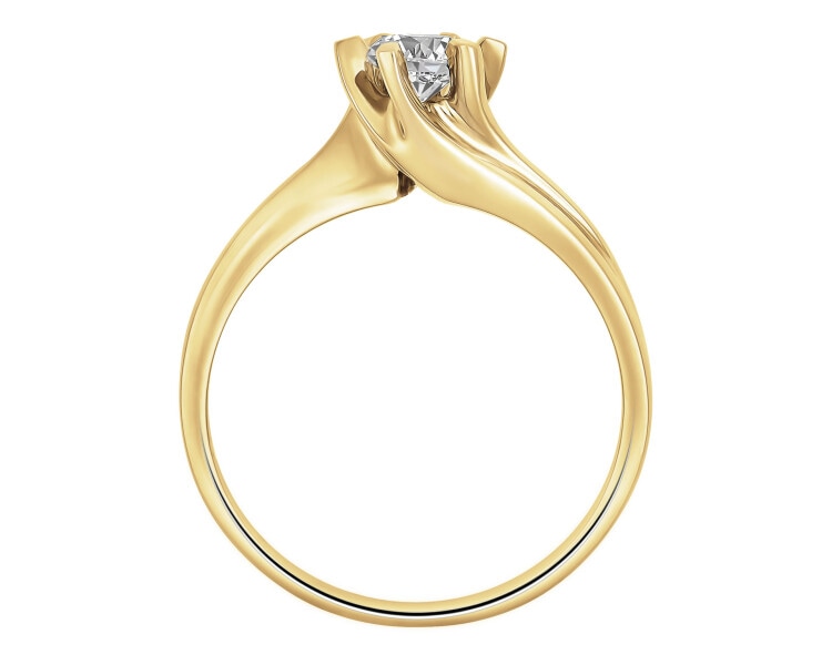 14 K Yellow Gold Ring with Diamond 0,37 ct - fineness 14 K