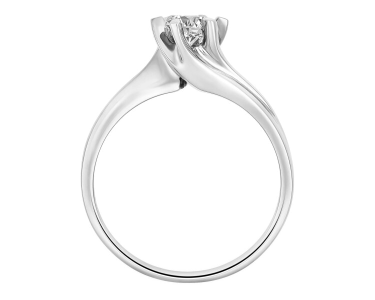 14 K Rhodium-Plated White Gold Ring with Diamond 0,37 ct - fineness 14 K