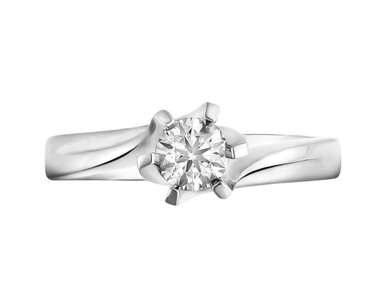 14 K Rhodium-Plated White Gold Ring with Diamond 0,37 ct - fineness 14 K