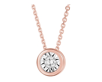 375 Pink Gold And Rhodium-Plated White Gold Necklace with Diamond 0,05 ct - fineness 375