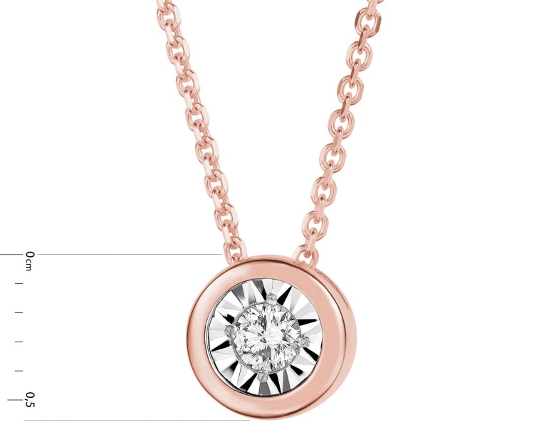 375 Pink Gold And Rhodium-Plated White Gold Necklace with Diamond - 0,05 ct - fineness 375