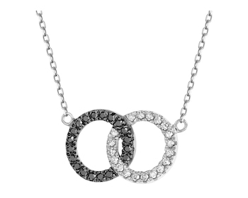 9 K Rhodium-Plated White Gold Necklace - fineness 9 K