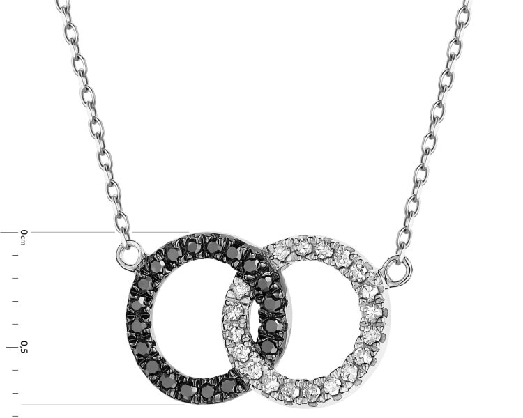 9 K Rhodium-Plated White Gold Necklace - 0,10 ct - fineness 9 K