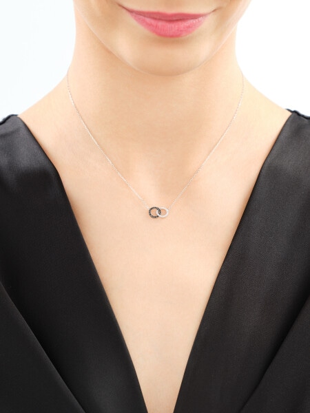 9 K Rhodium-Plated White Gold Necklace - 0,10 ct - fineness 9 K