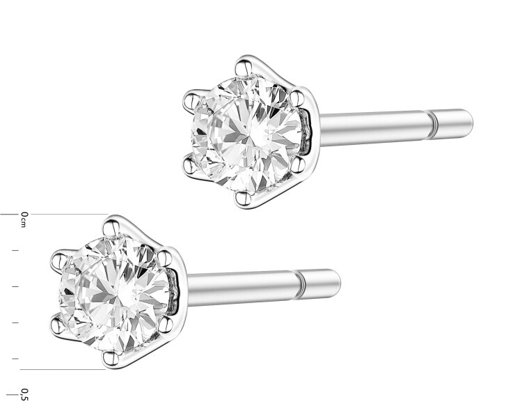 14 K Rhodium-Plated White Gold Earrings with Diamonds - 0,30 ct - fineness 14 K