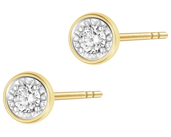 585 Yellow And White Gold Plated Earrings with Diamonds 0,17 ct - fineness 585