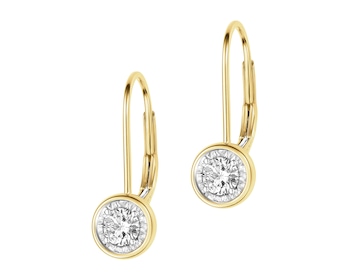 585 Yellow And White Gold Plated Earrings with Diamonds 0,30 ct - fineness 585