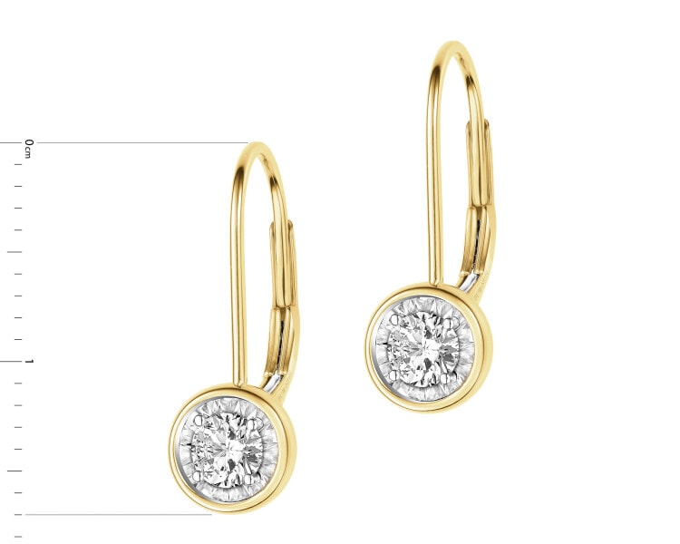 585 Yellow And White Gold Plated Earrings with Diamonds 0,30 ct - fineness 585