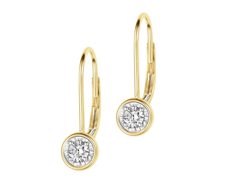 585 Yellow And White Gold Plated Earrings with Diamonds 0,17 ct - fineness 585