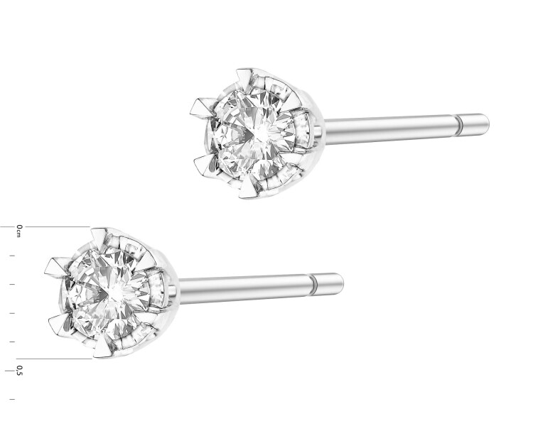 14 K Rhodium-Plated White Gold Earrings with Diamonds - 0,36 ct - fineness 14 K