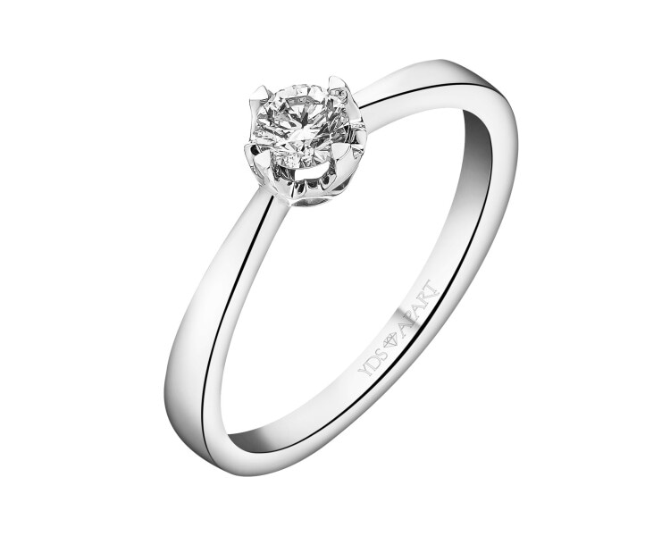 18 K Rhodium-Plated White Gold Ring with Diamond - 0,23 ct - fineness 18 K