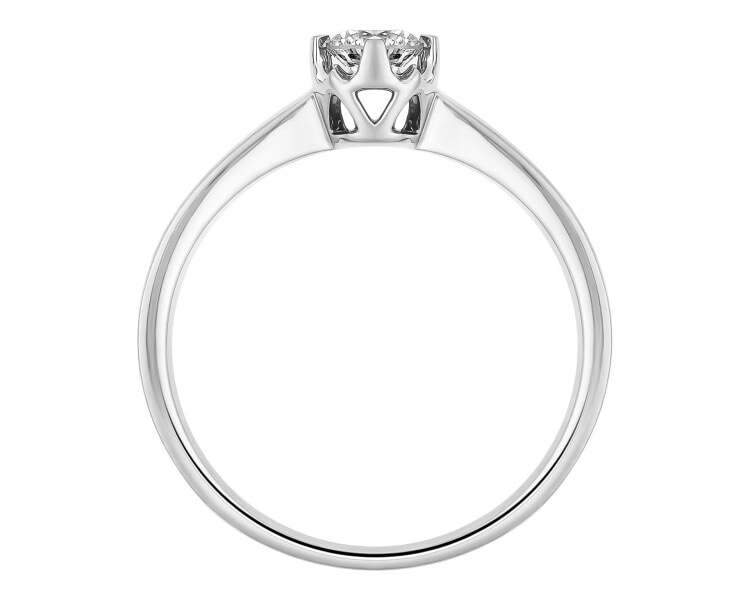 18 K Rhodium-Plated White Gold Ring with Diamond - 0,23 ct - fineness 18 K