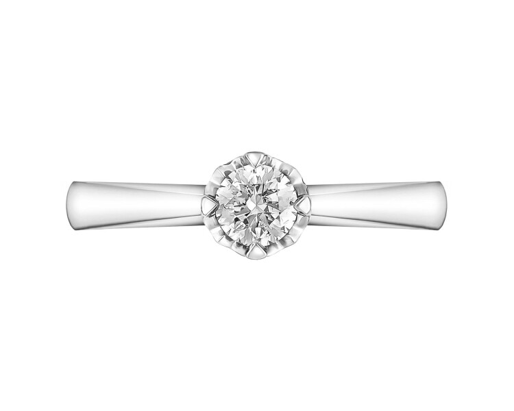 18 K Rhodium-Plated White Gold Ring with Diamond - 0,23 ct - fineness 18 K