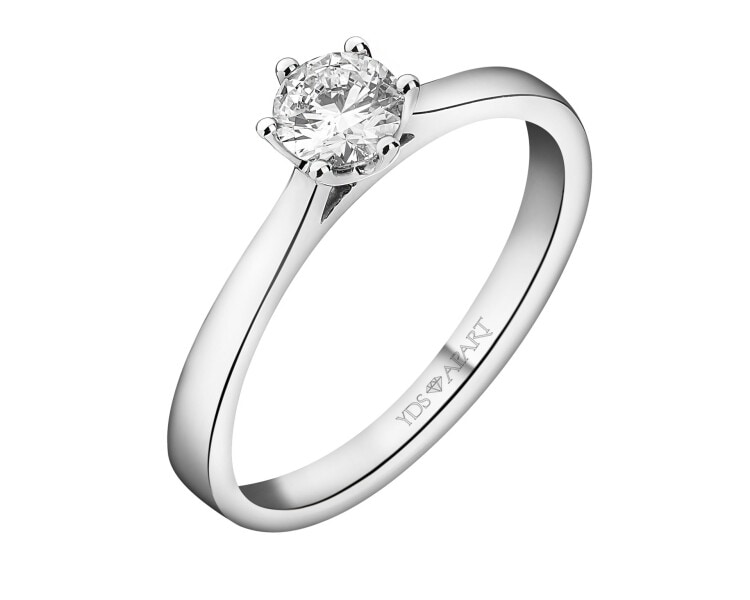 18 K Rhodium-Plated White Gold Ring with Diamond - 0,40 ct - fineness 18 K